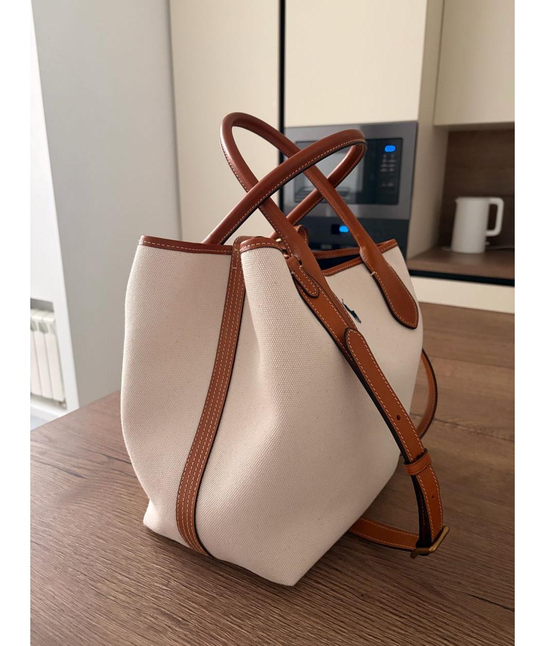 POLO RALPH LAUREN Бежевая хлопковая сумка тоут, фото 3