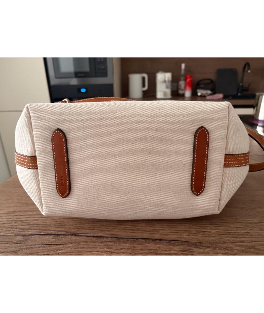 POLO RALPH LAUREN Бежевая хлопковая сумка тоут, фото 5
