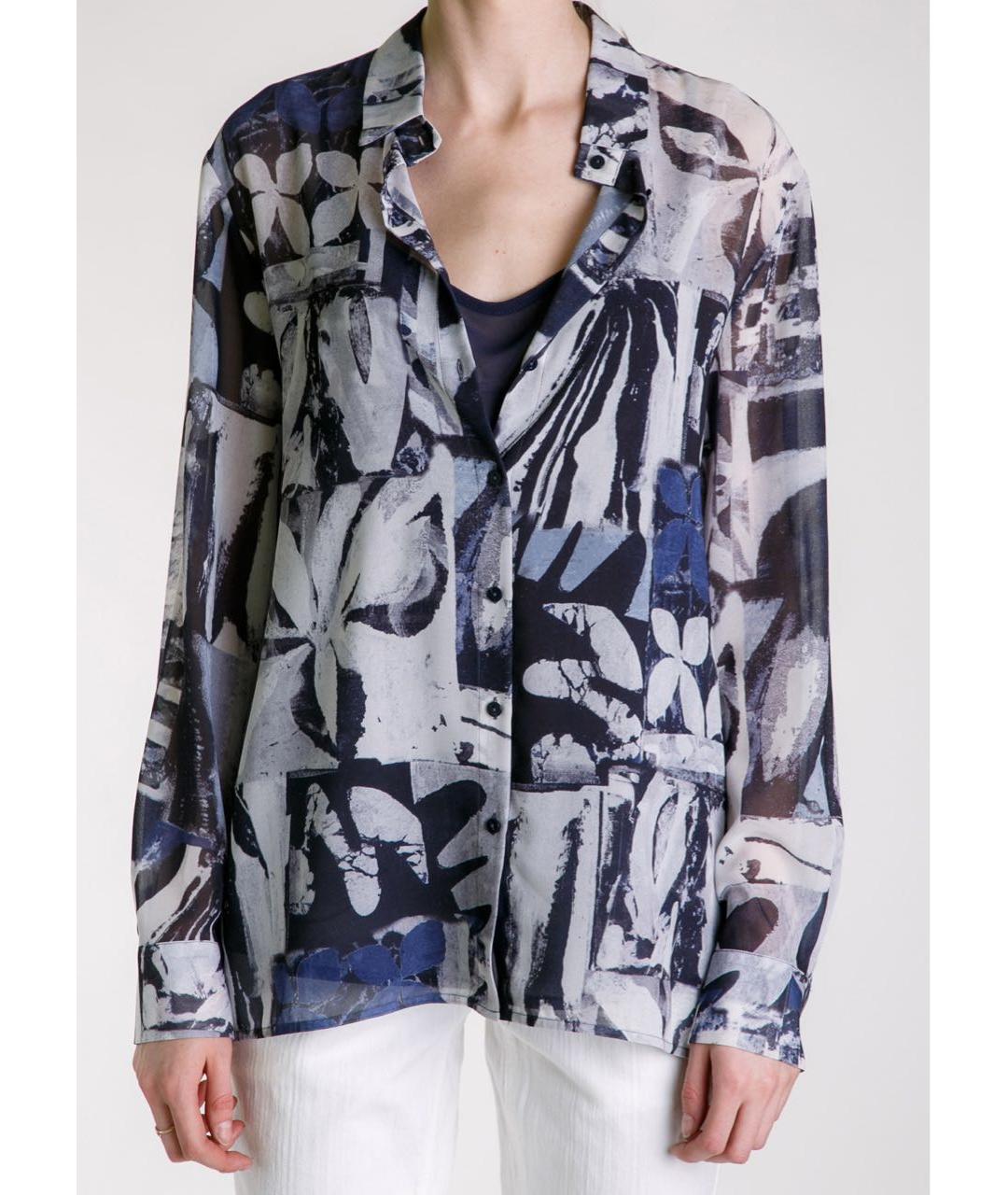 D.EXTERIOR Темно-синяя полиэстеровая блузы, фото 3