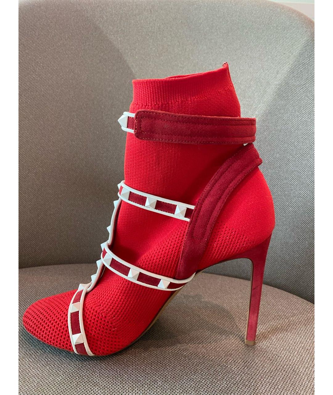 VALENTINO Красные текстильные ботильоны, фото 7