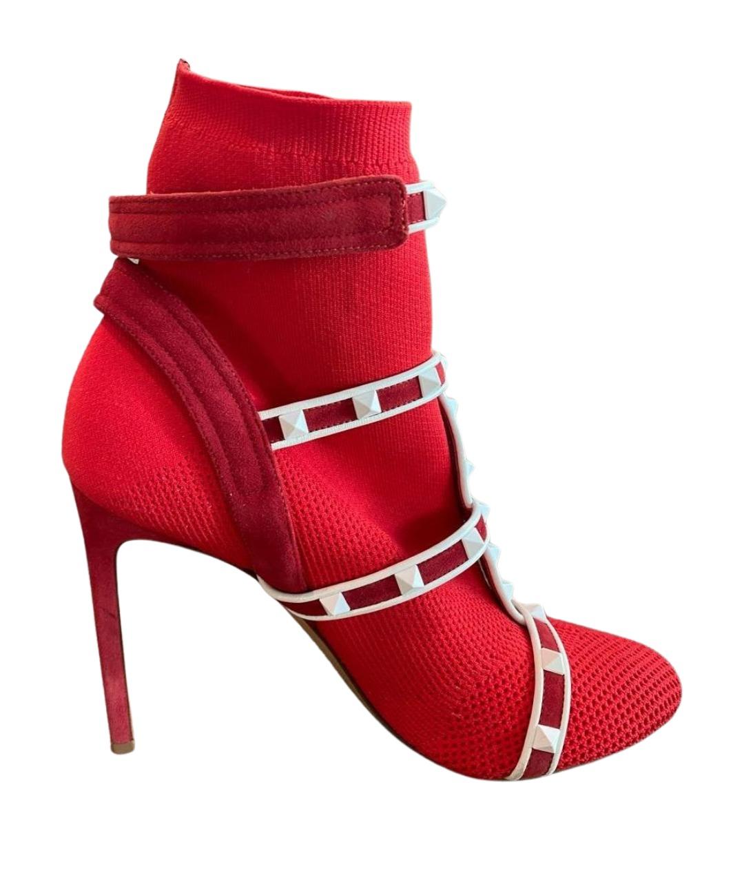 VALENTINO Красные текстильные ботильоны, фото 1