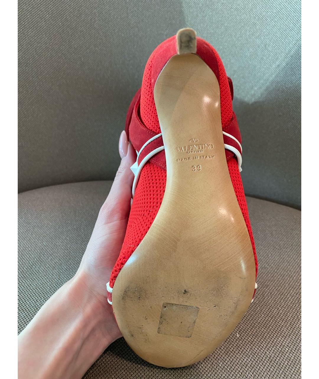 VALENTINO Красные текстильные ботильоны, фото 5