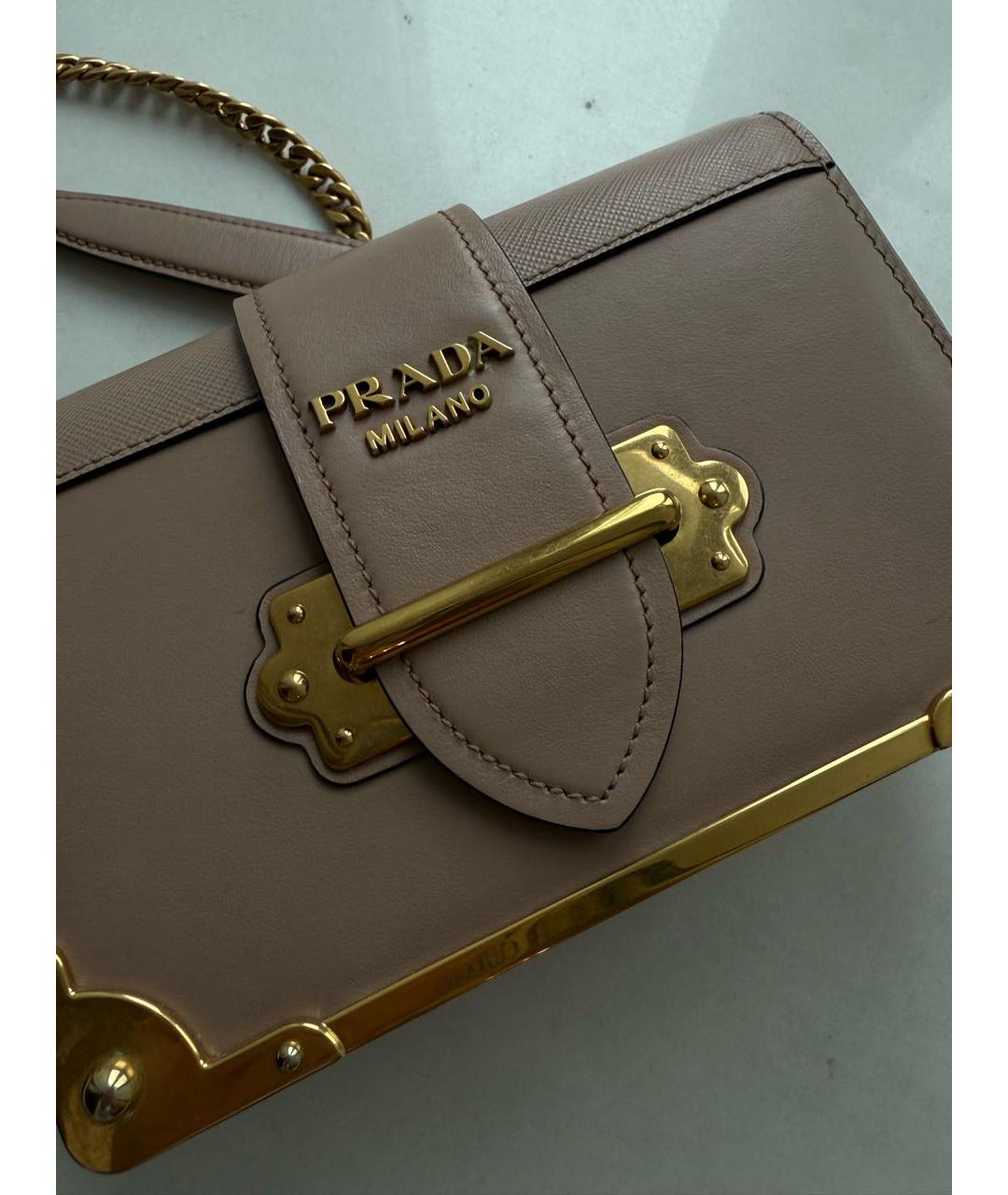 PRADA Бежевая кожаная сумка через плечо, фото 5