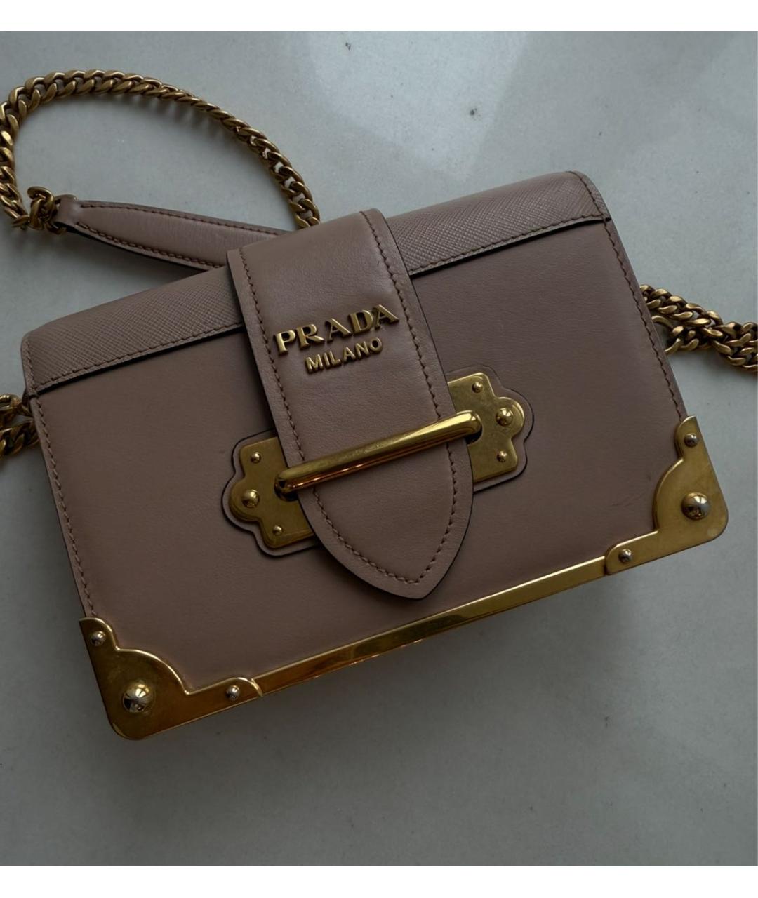 PRADA Бежевая кожаная сумка через плечо, фото 3