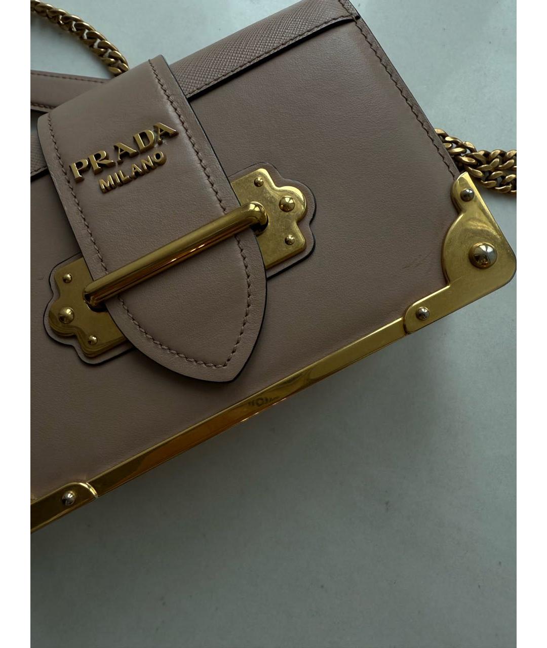 PRADA Бежевая кожаная сумка через плечо, фото 4