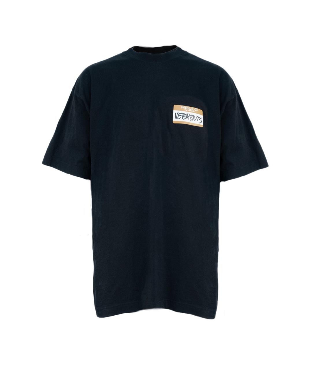 VETEMENTS Черная хлопковая футболка, фото 6