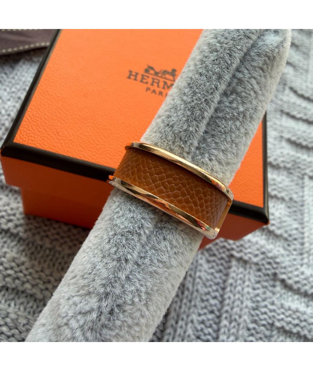 HERMES Золотое кожаное кольцо, фото 6