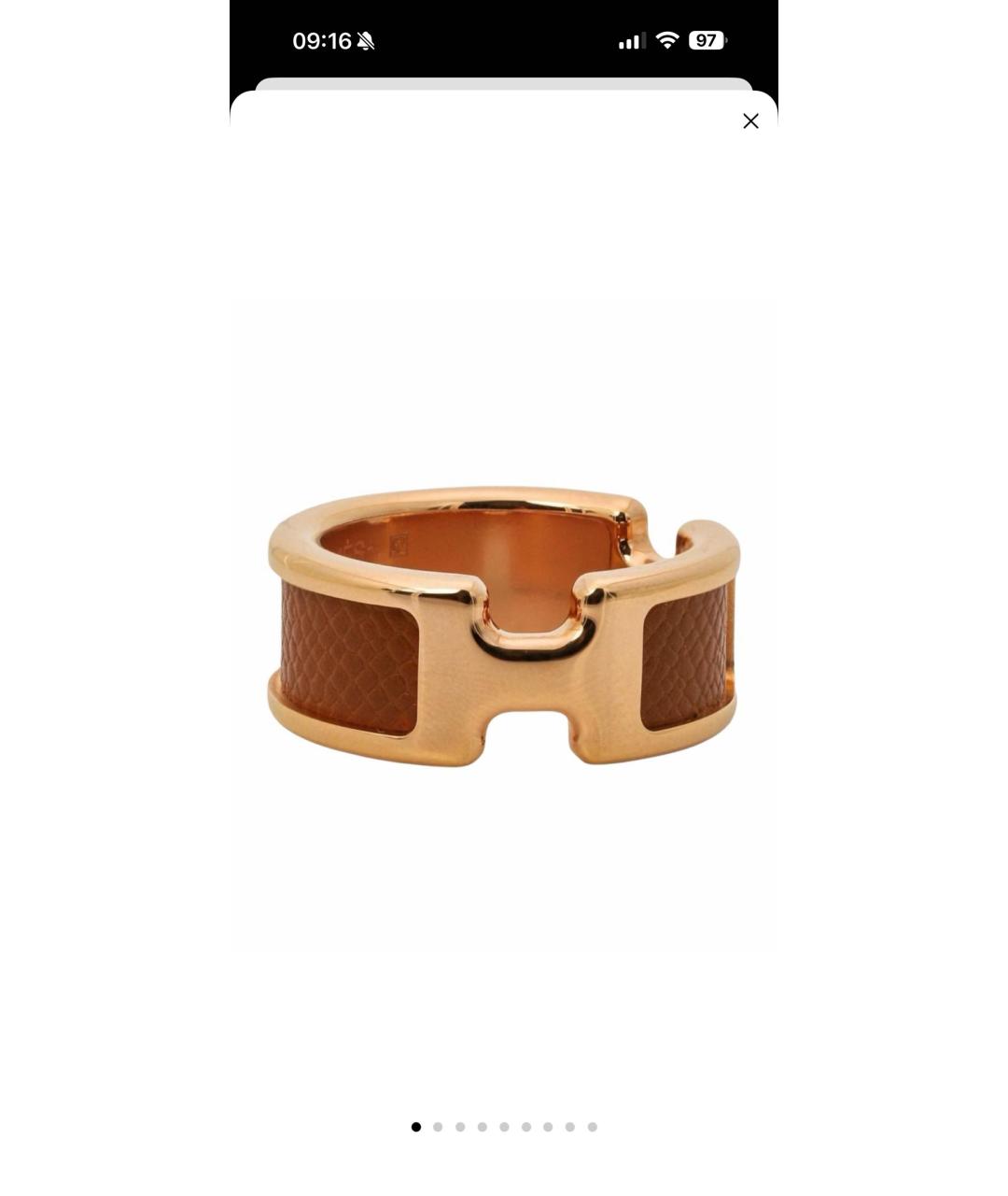 HERMES Золотое кожаное кольцо, фото 9