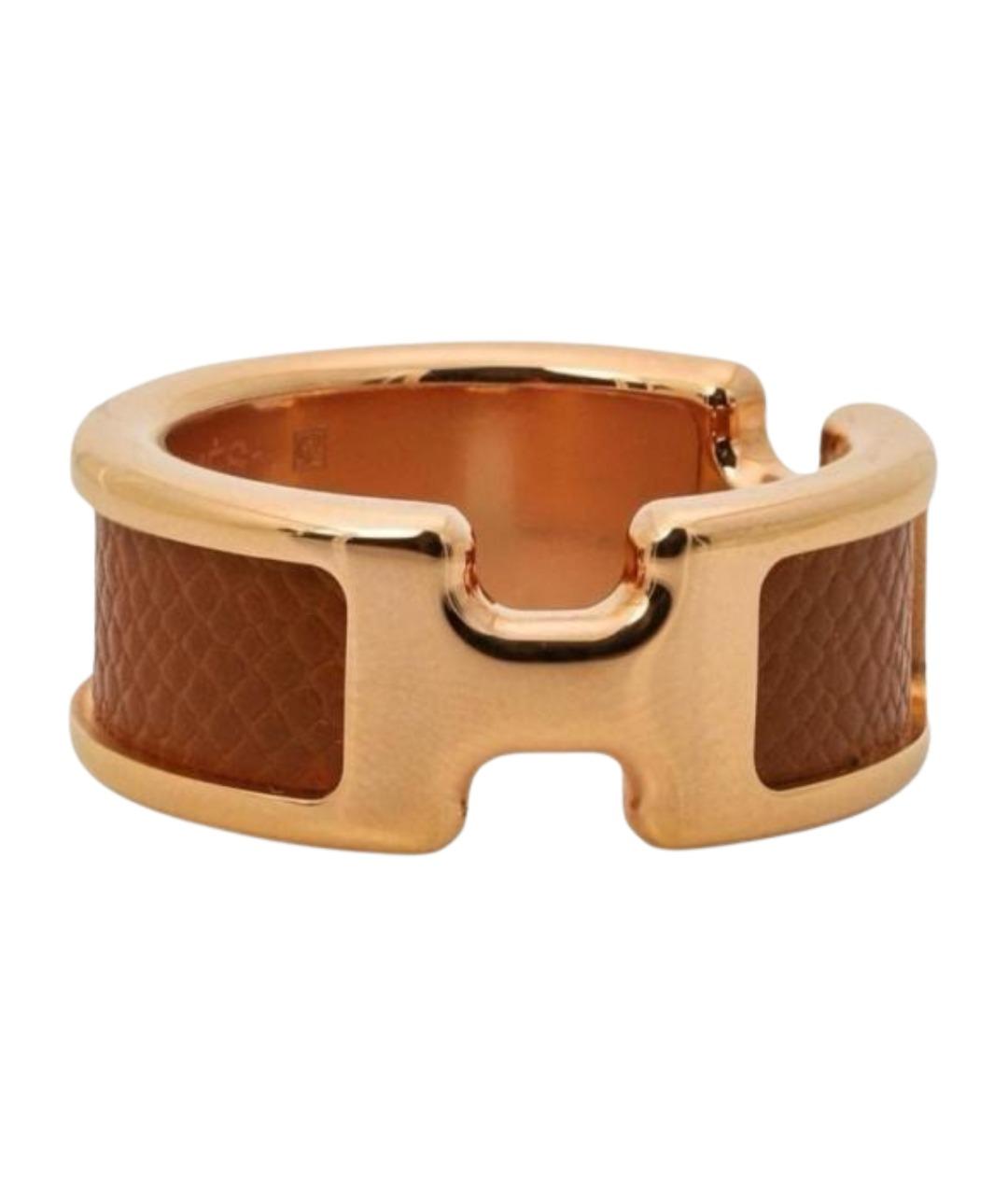 HERMES Золотое кожаное кольцо, фото 1