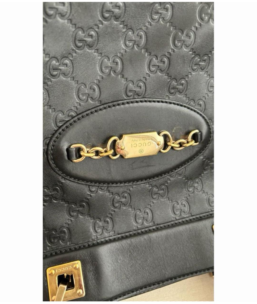 GUCCI Черная кожаная сумка тоут, фото 4