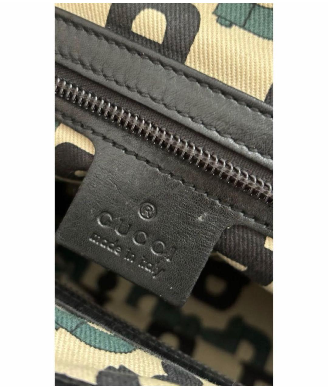 GUCCI Черная кожаная сумка тоут, фото 6