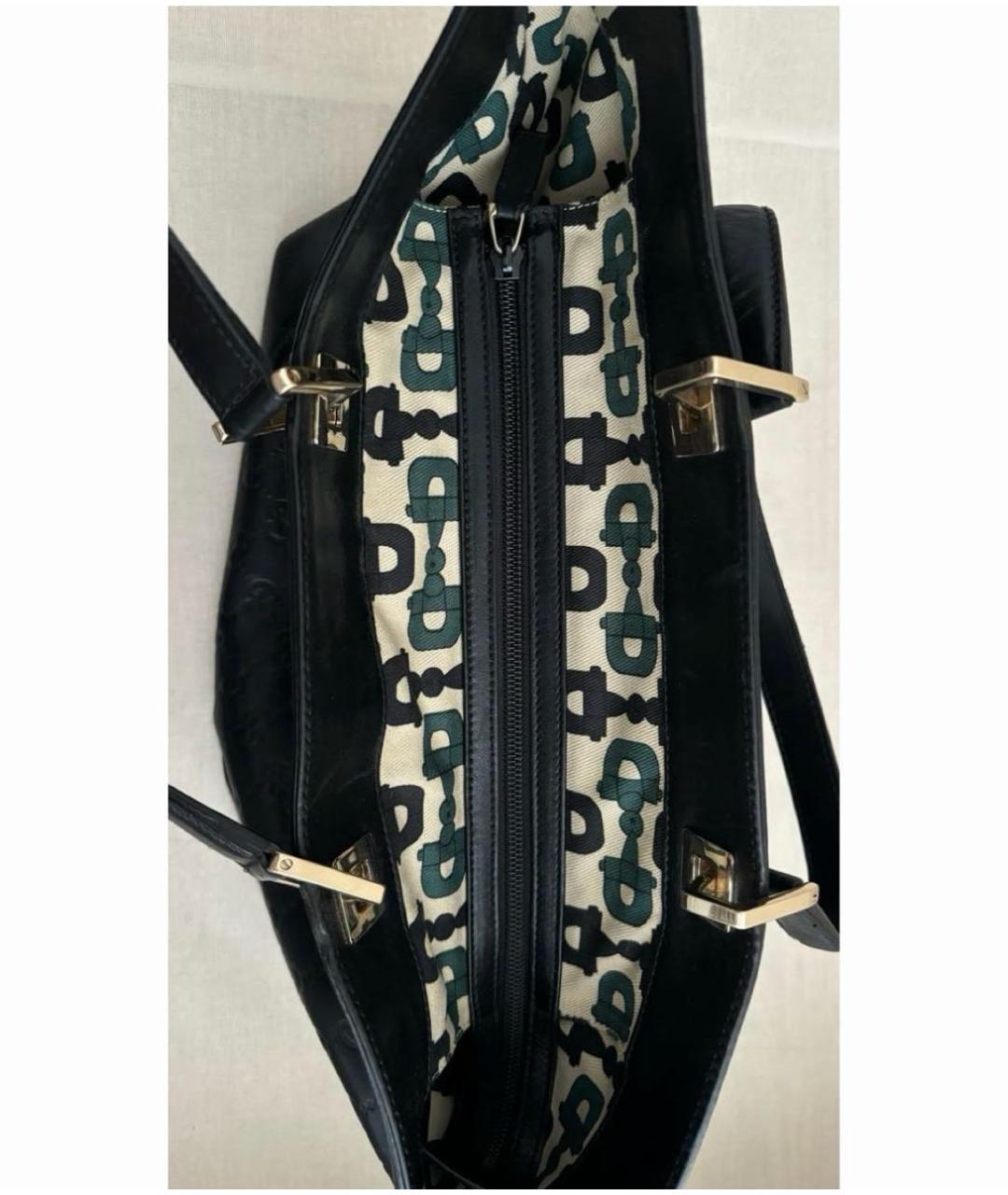 GUCCI Черная кожаная сумка тоут, фото 5