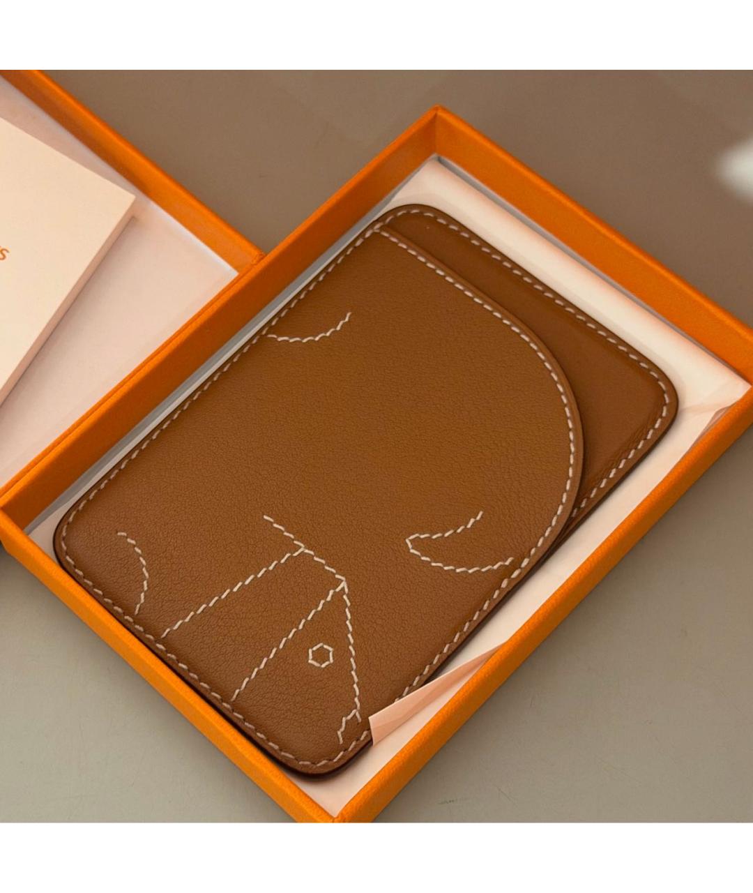 HERMES Коричневый кожаный кардхолдер, фото 2