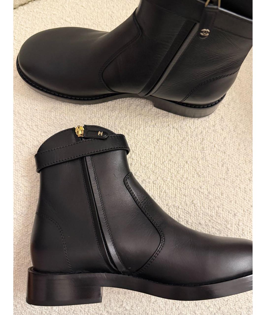 CHANEL Черные кожаные полусапоги, фото 4