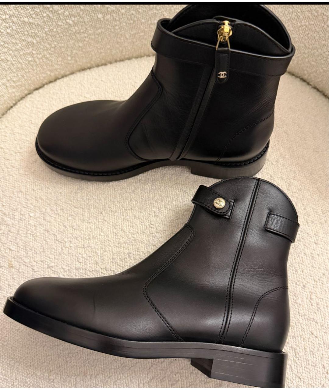 CHANEL Черные кожаные полусапоги, фото 6