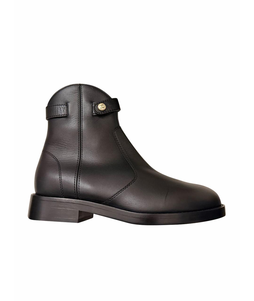 CHANEL Черные кожаные полусапоги, фото 1