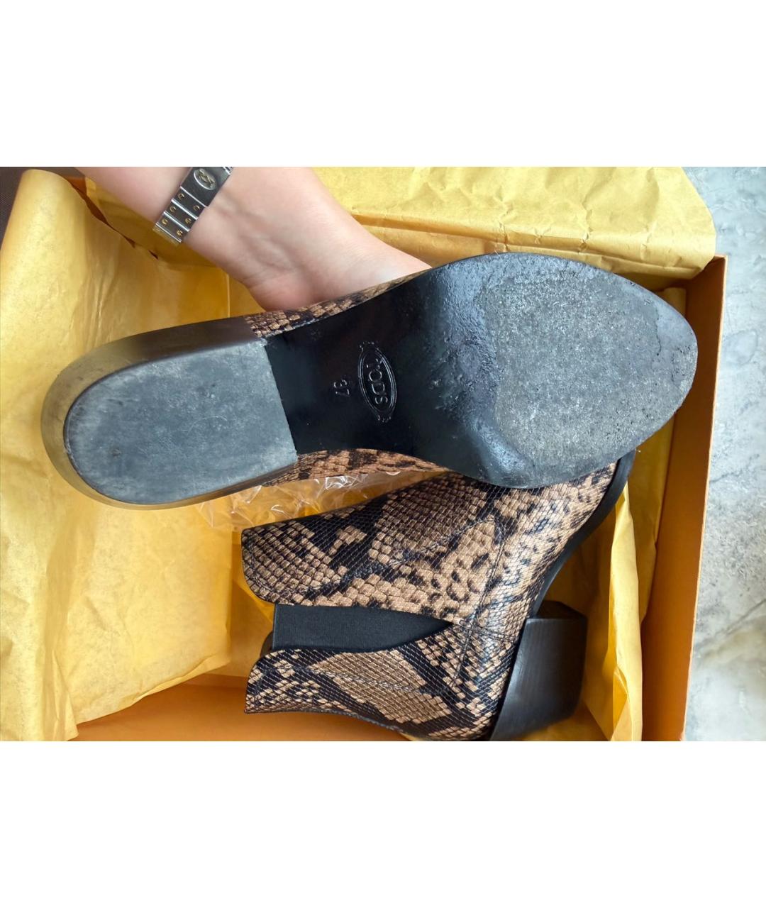 TOD'S Коричневые кожаные ботильоны, фото 8