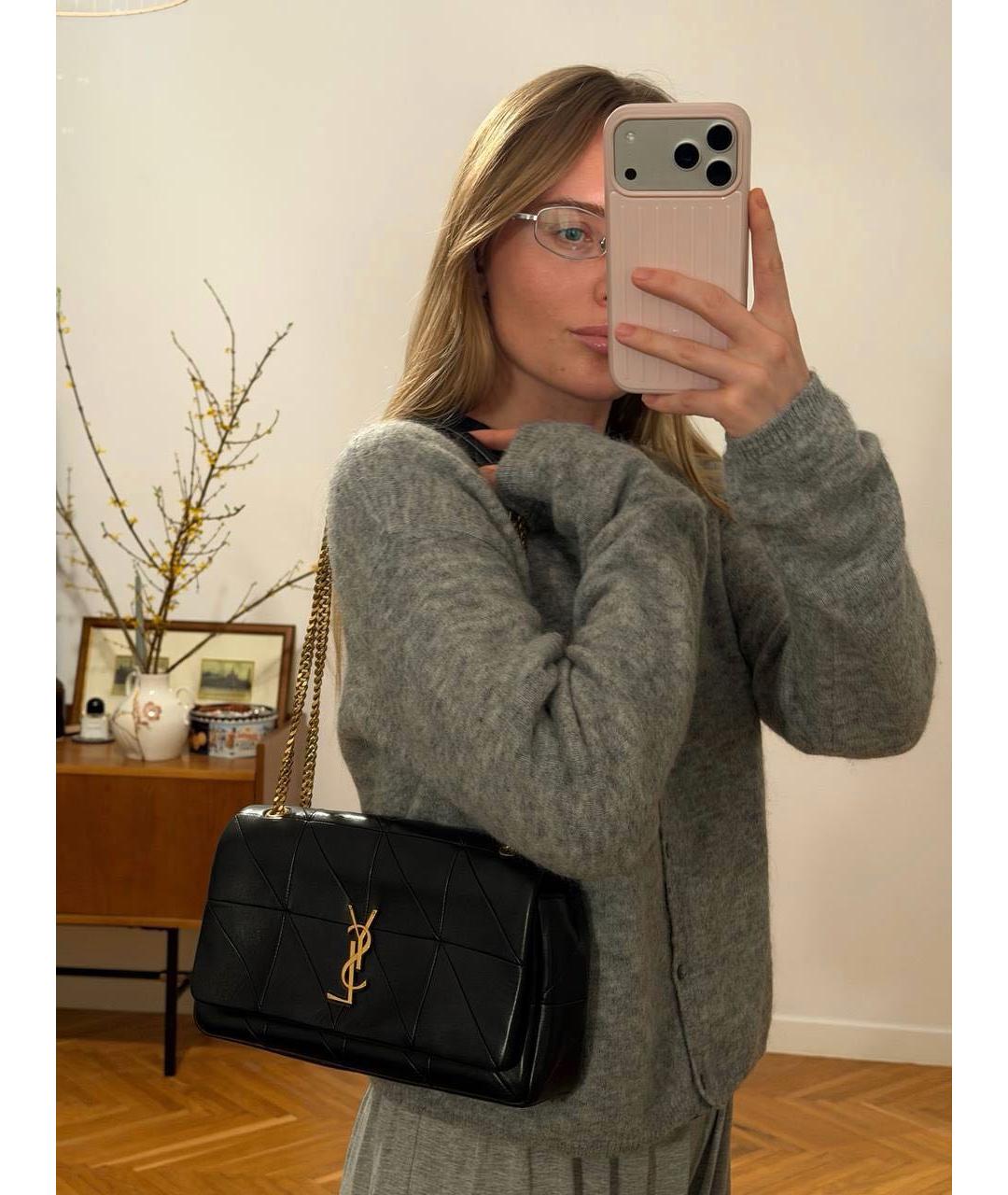 SAINT LAURENT Черная кожаная сумка через плечо, фото 7