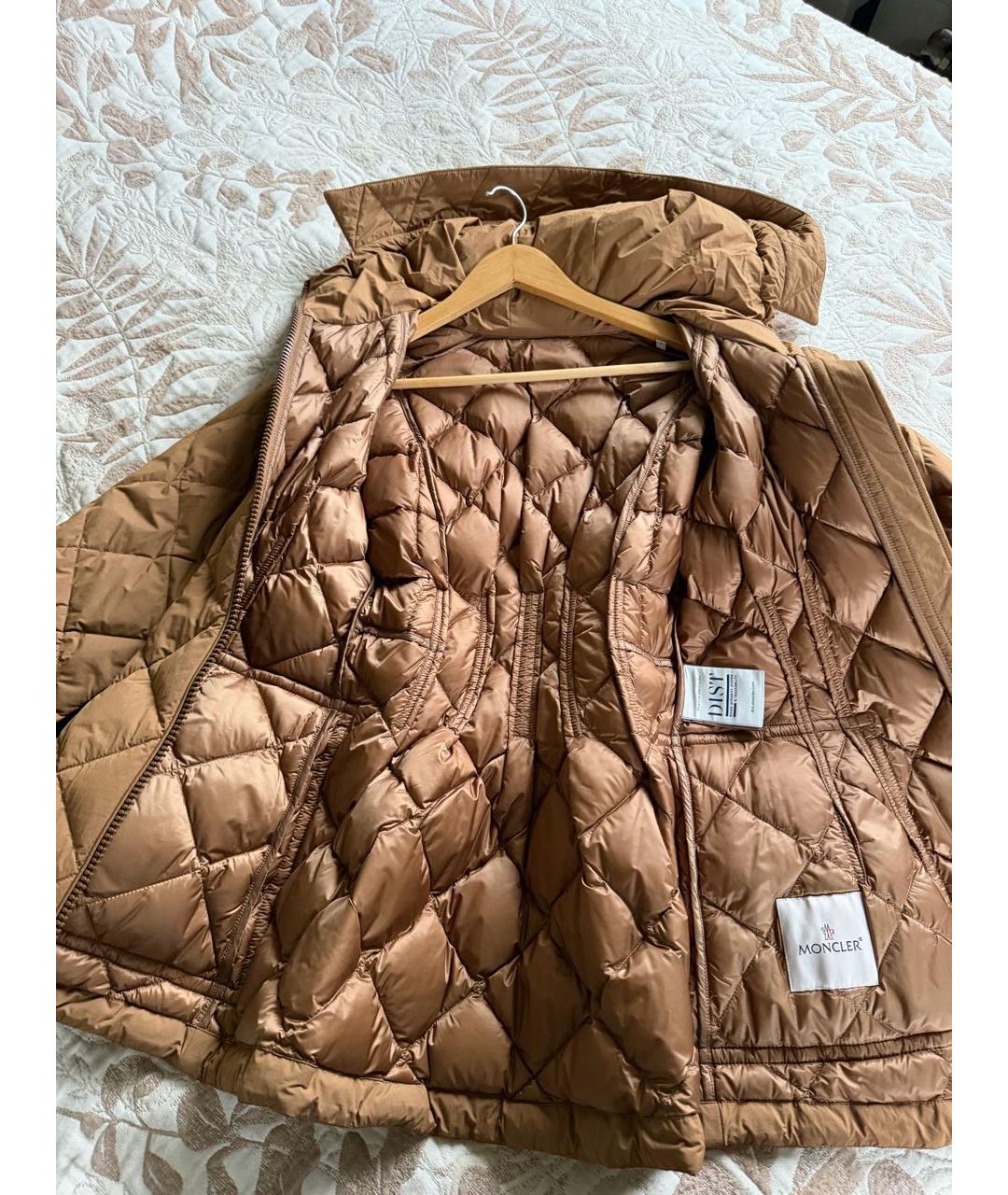 MONCLER Горчичный полиэстеровый пуховик, фото 7