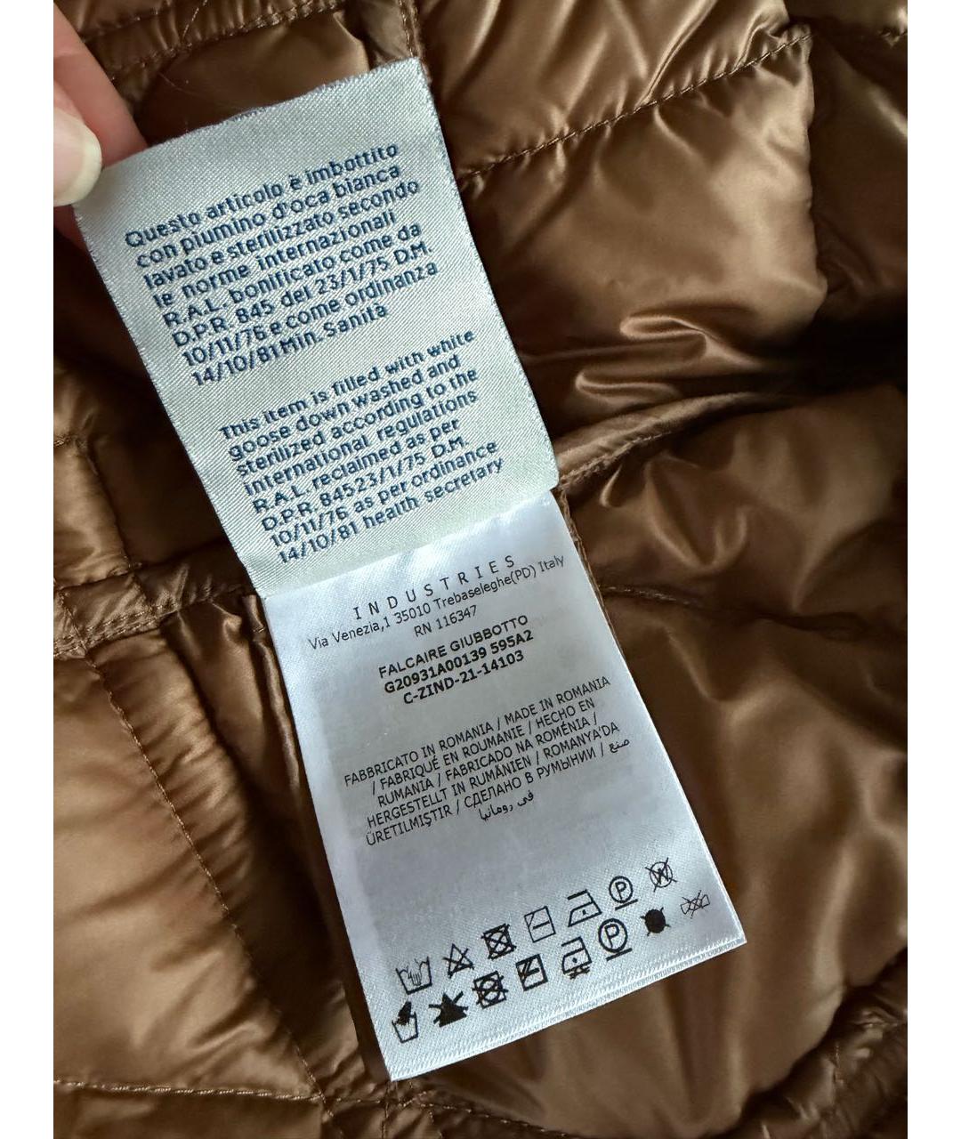 MONCLER Горчичный полиэстеровый пуховик, фото 5