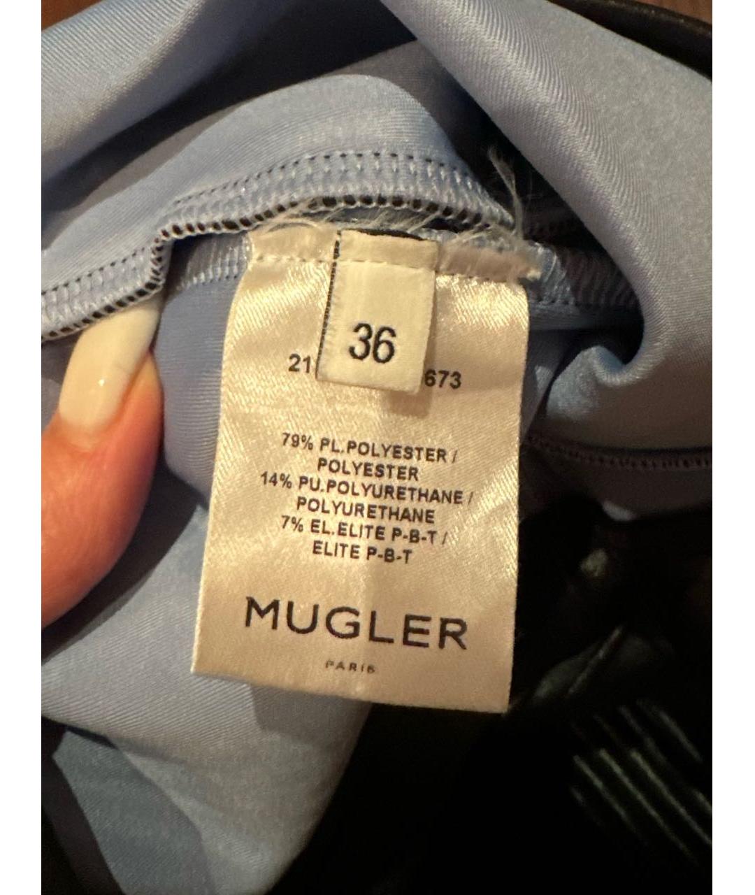 MUGLER Черные полиэстеровые леггинсы и велосипедки, фото 6