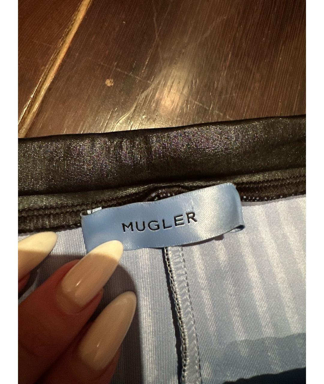 MUGLER Черные полиэстеровые леггинсы и велосипедки, фото 5