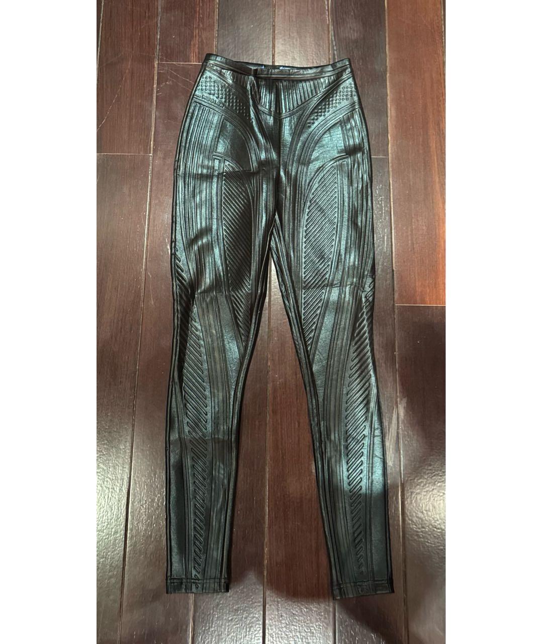 MUGLER Черные полиэстеровые леггинсы и велосипедки, фото 2