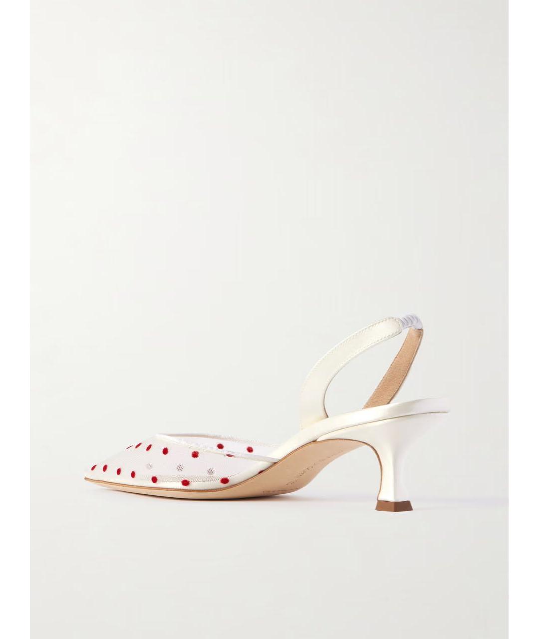 MANOLO BLAHNIK Белые текстильные лодочки на низком каблуке, фото 7