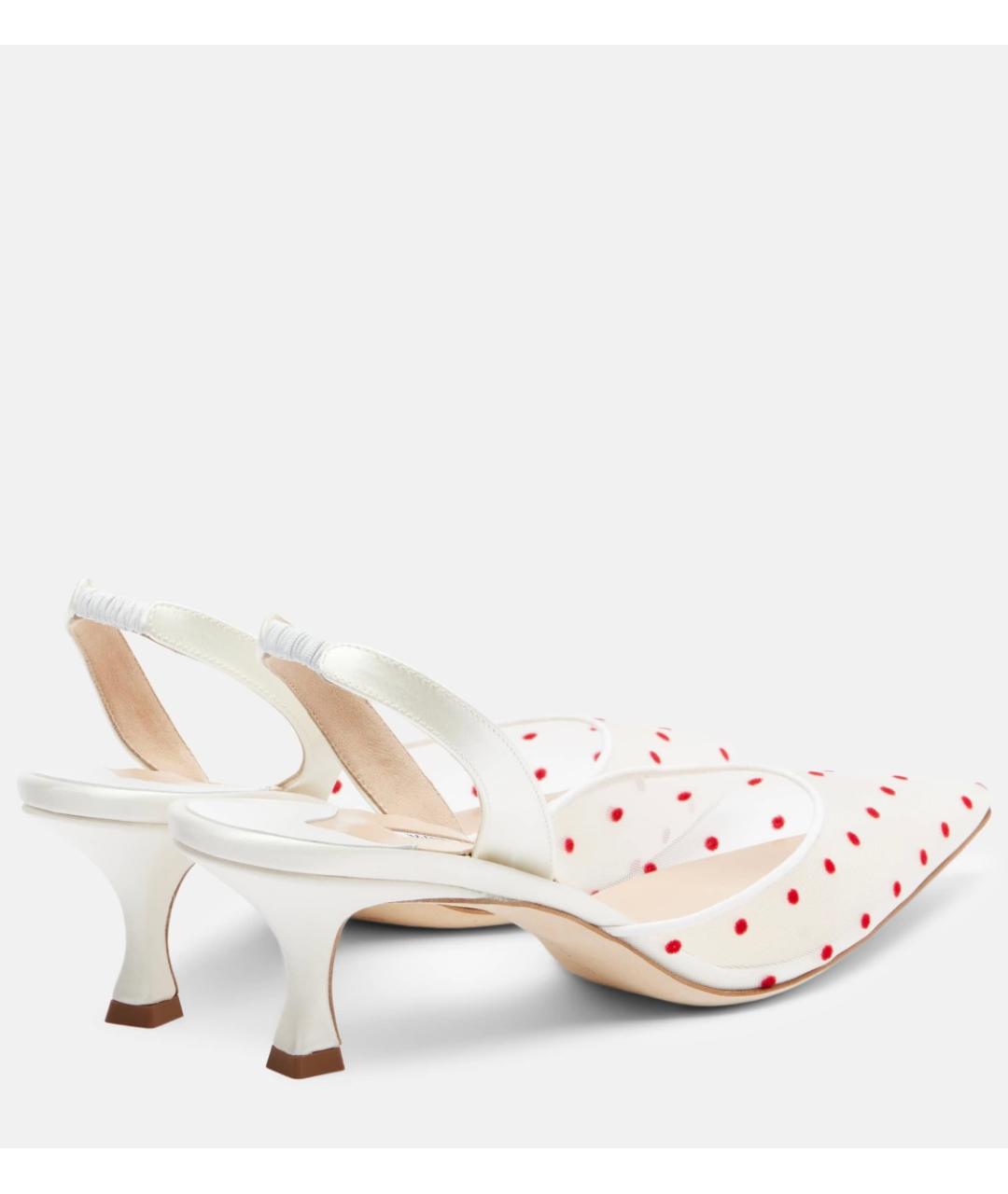 MANOLO BLAHNIK Белые текстильные лодочки на низком каблуке, фото 3