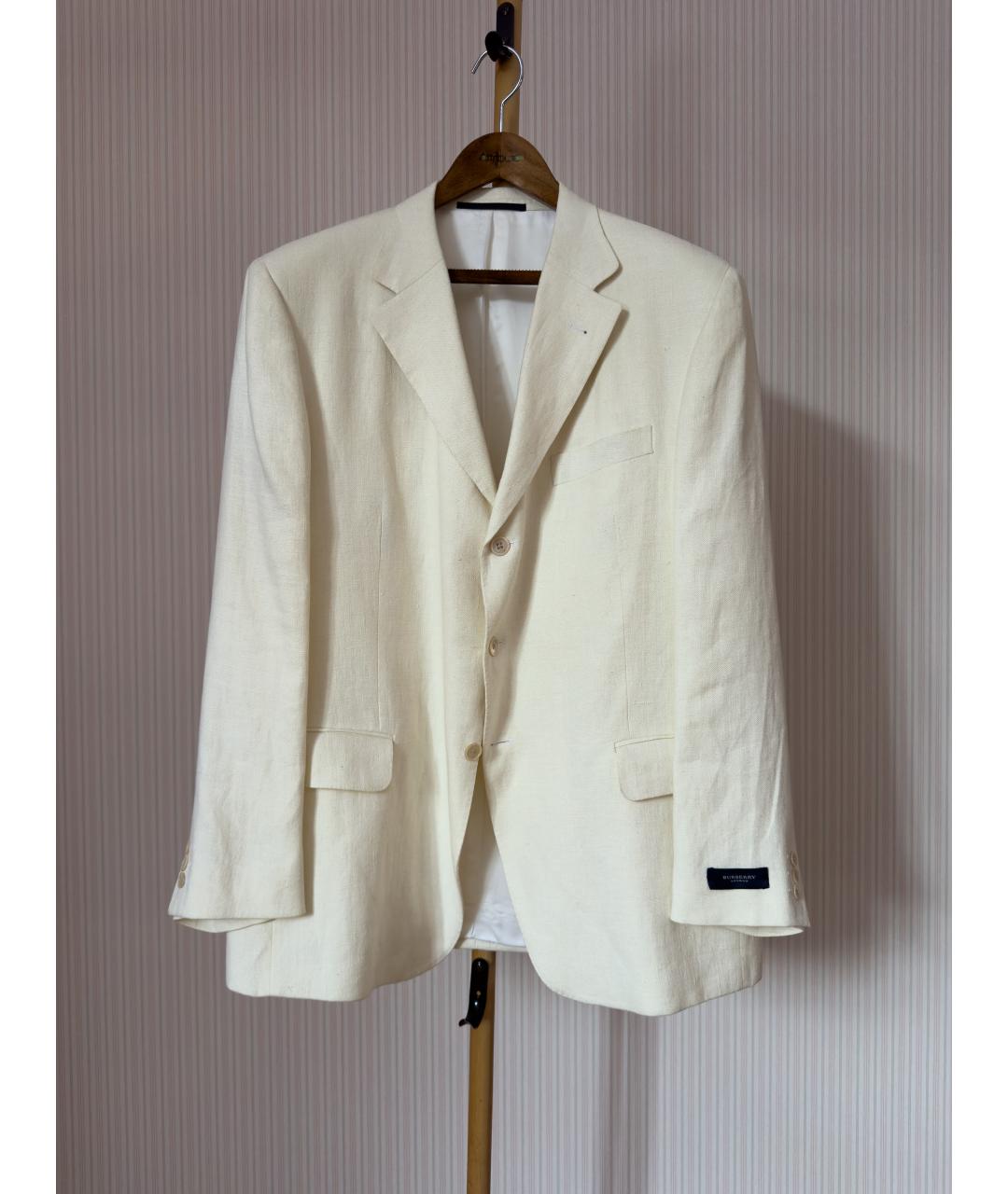 BURBERRY Белый льняной пиджак, фото 5