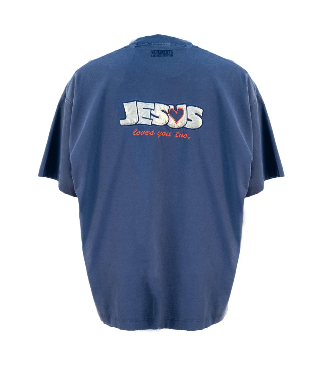 VETEMENTS Синяя хлопковая футболка, фото 2