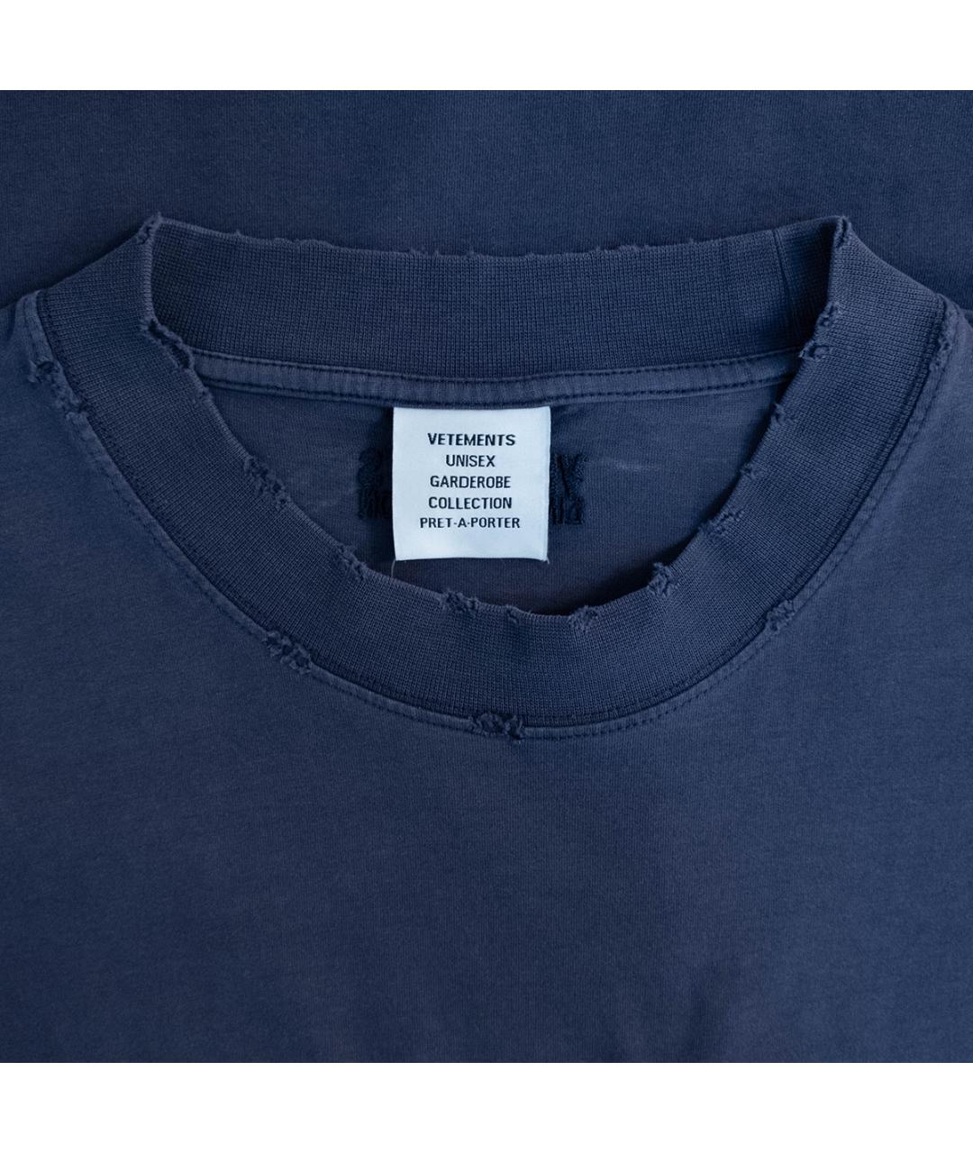 VETEMENTS Синяя хлопковая футболка, фото 3