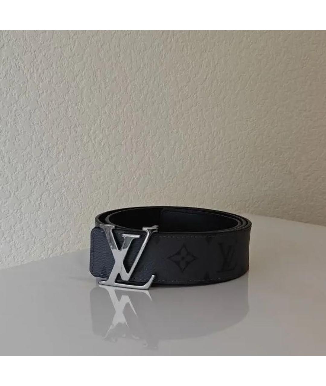 LOUIS VUITTON Черный кожаный ремень, фото 3