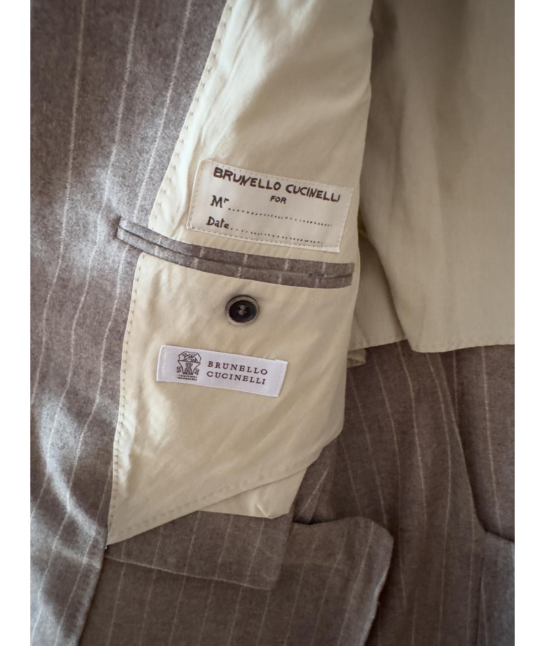 BRUNELLO CUCINELLI Серый шерстяной пиджак, фото 4