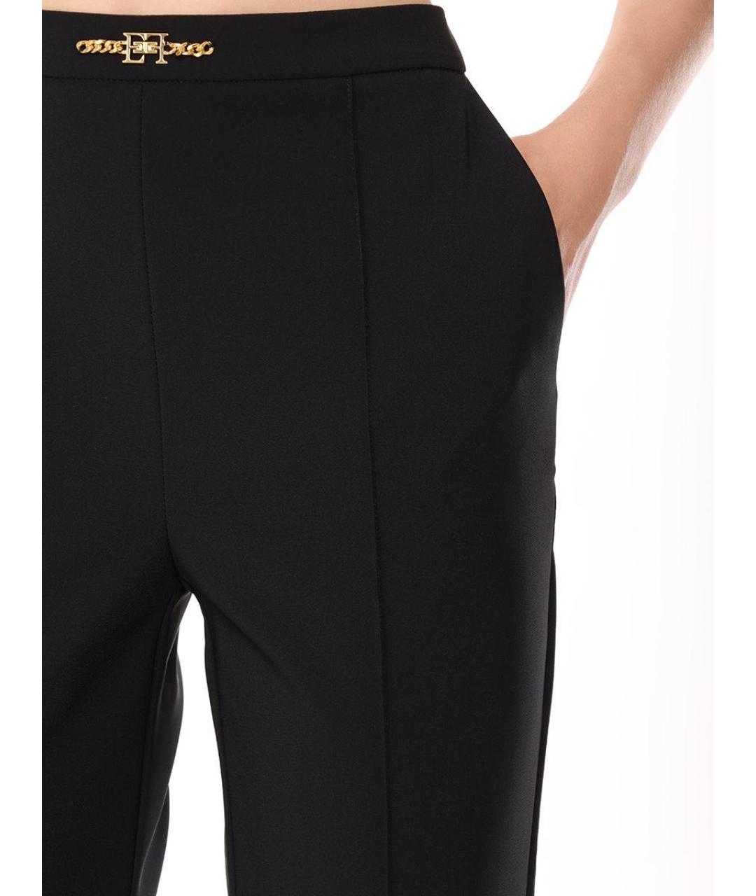 ELISABETTA FRANCHI Черные полиамидовые прямые брюки, фото 4