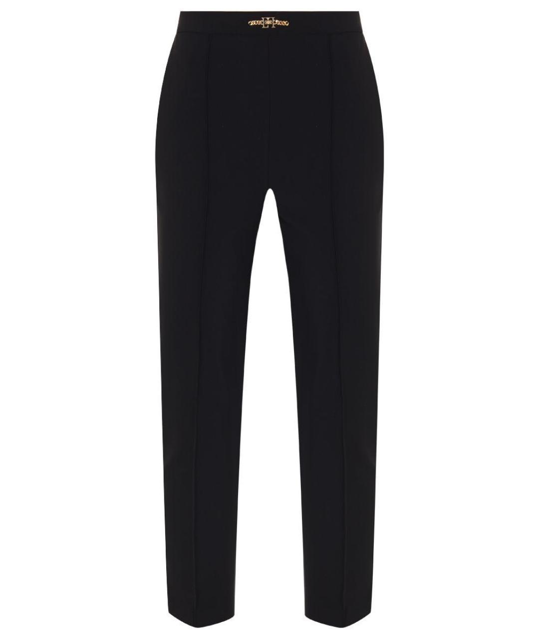 ELISABETTA FRANCHI Черные полиамидовые прямые брюки, фото 1