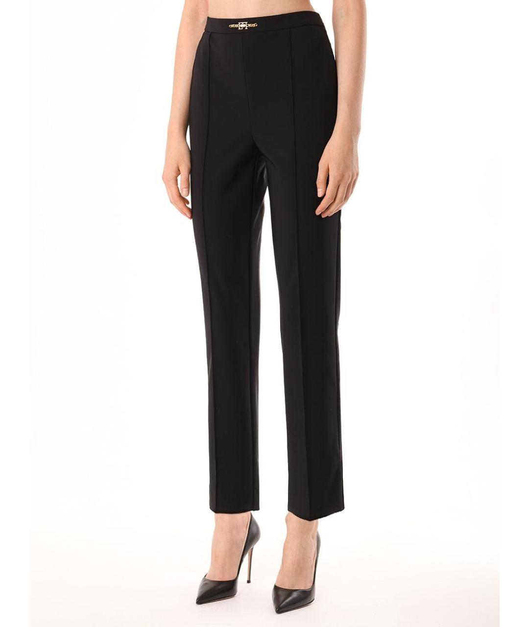 ELISABETTA FRANCHI Черные полиамидовые прямые брюки, фото 3