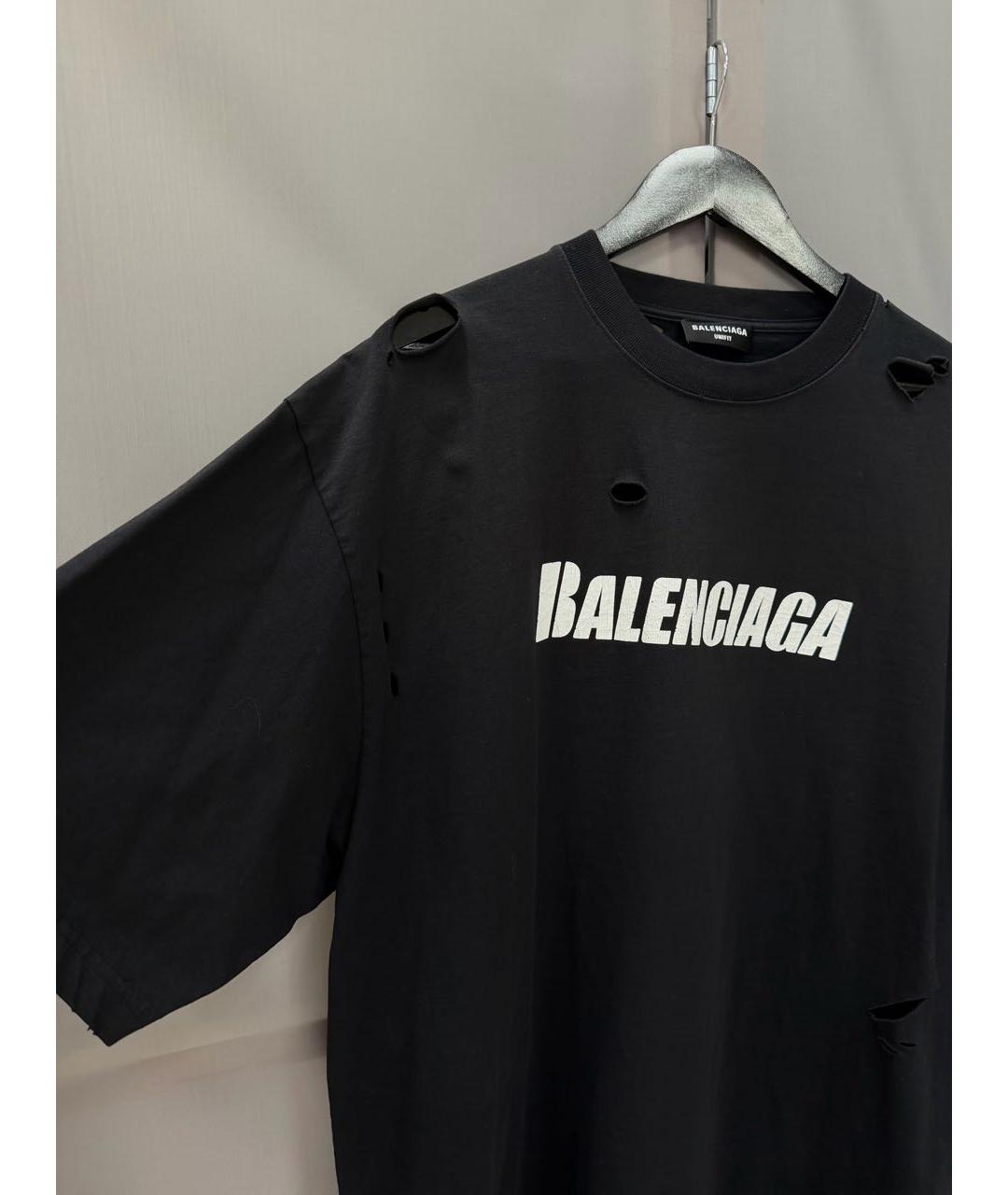 BALENCIAGA Черная хлопковая футболка, фото 2