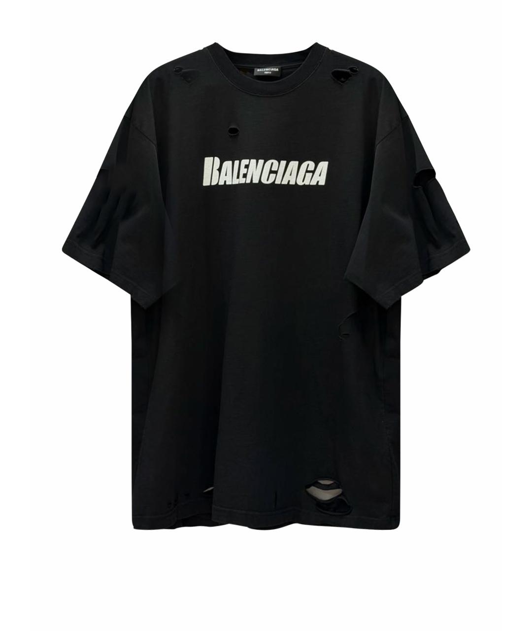 BALENCIAGA Черная хлопковая футболка, фото 1