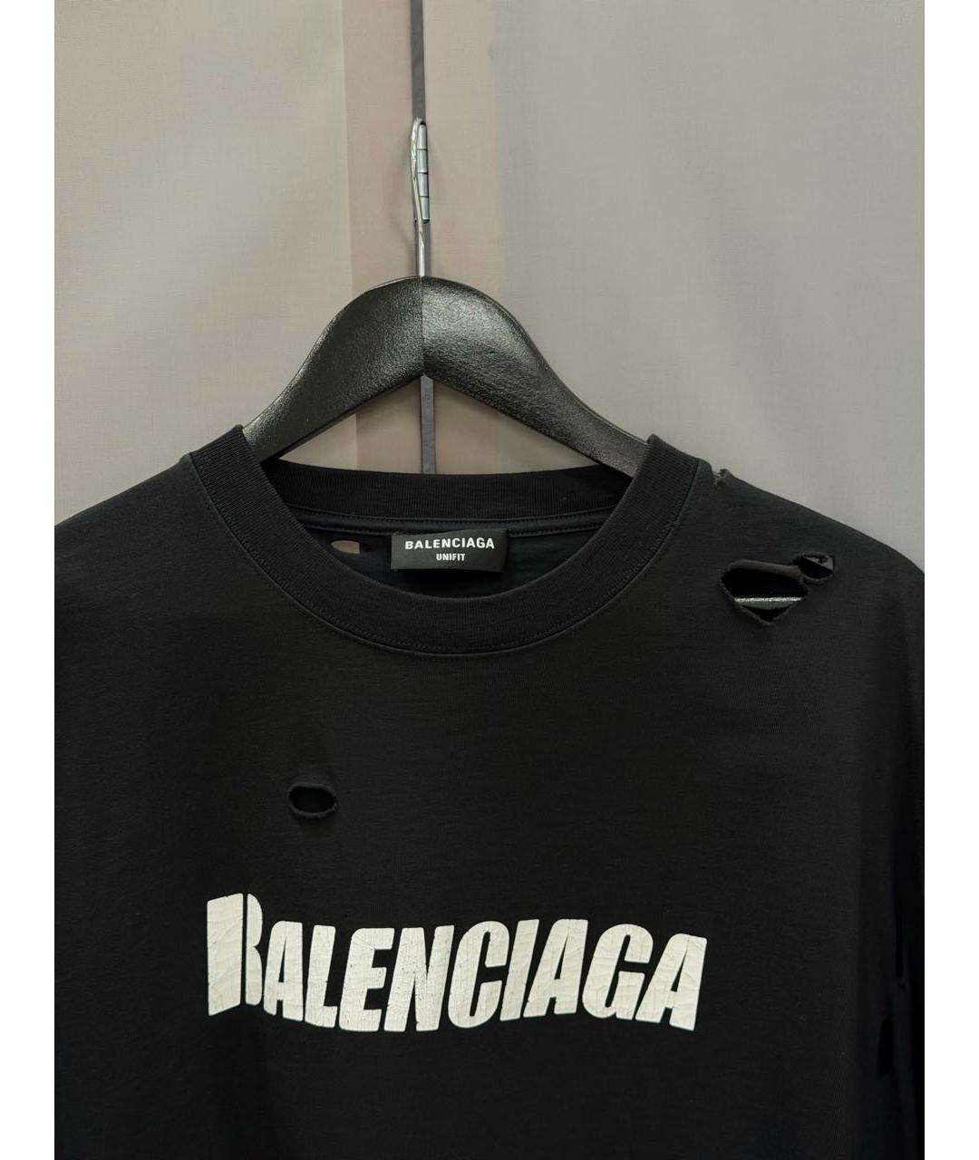 BALENCIAGA Черная хлопковая футболка, фото 3