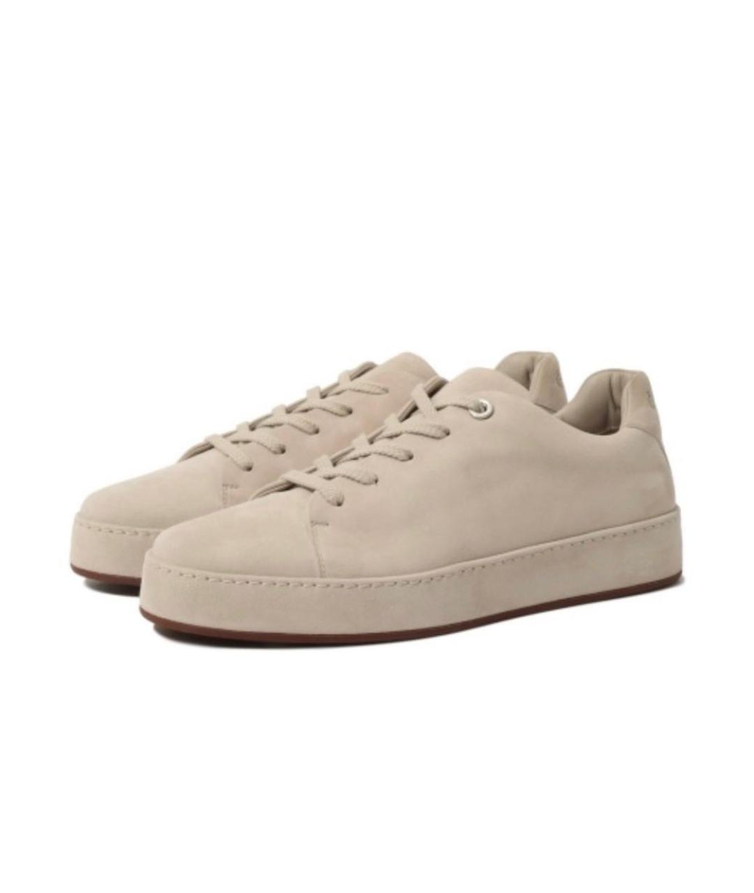 LORO PIANA Бежевые замшевые кеды, фото 2