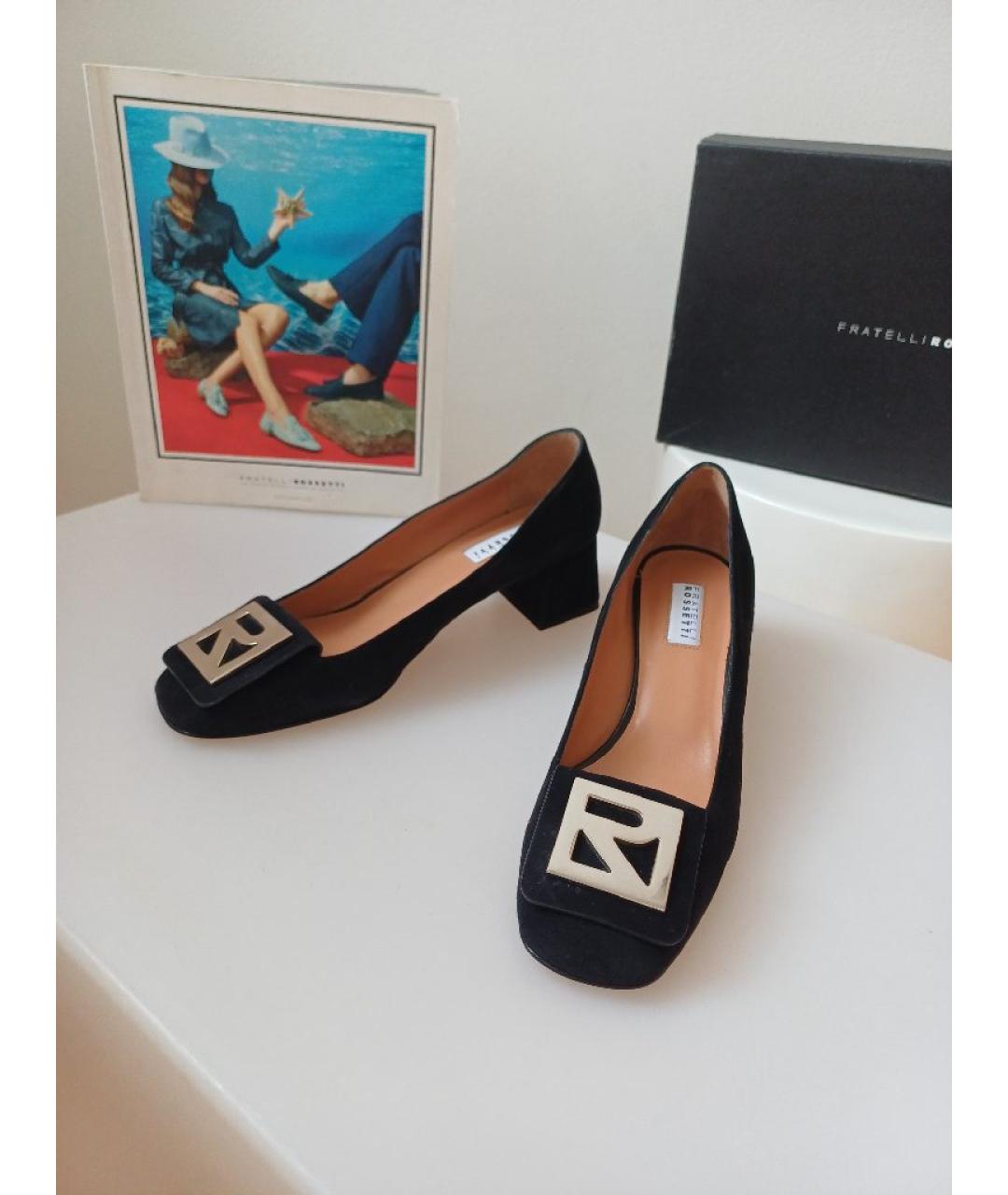 FRATELLI ROSSETTI Черные замшевые туфли, фото 4