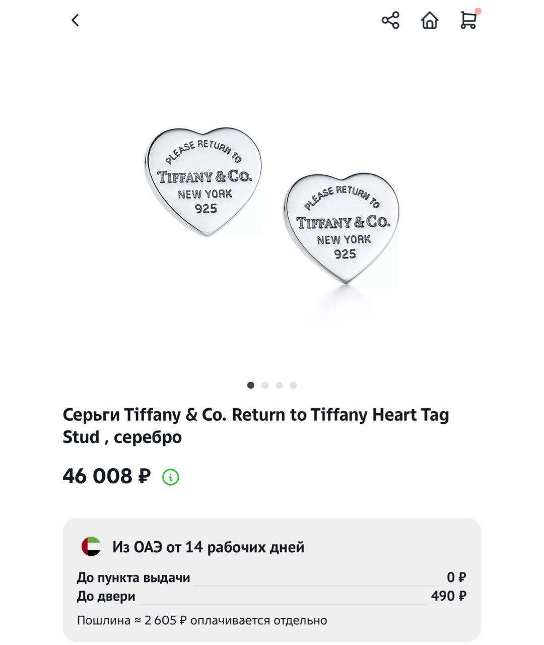 TIFFANY&CO Серебряные серебряные серьги, фото 9