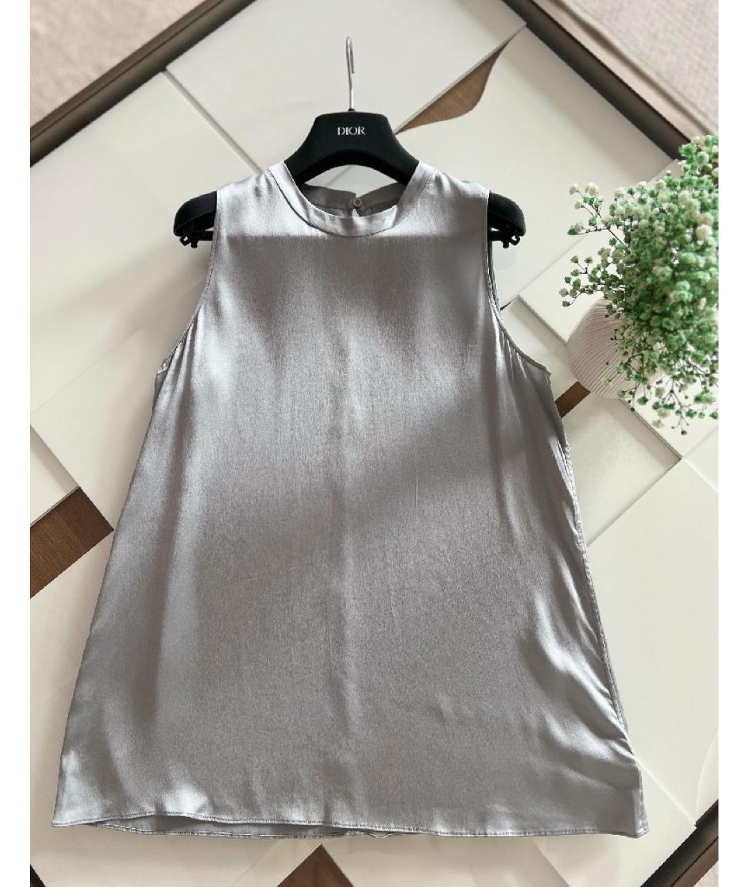 BRUNELLO CUCINELLI Серая атласная майка, фото 7