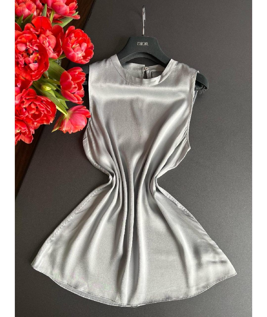 BRUNELLO CUCINELLI Серая атласная майка, фото 4