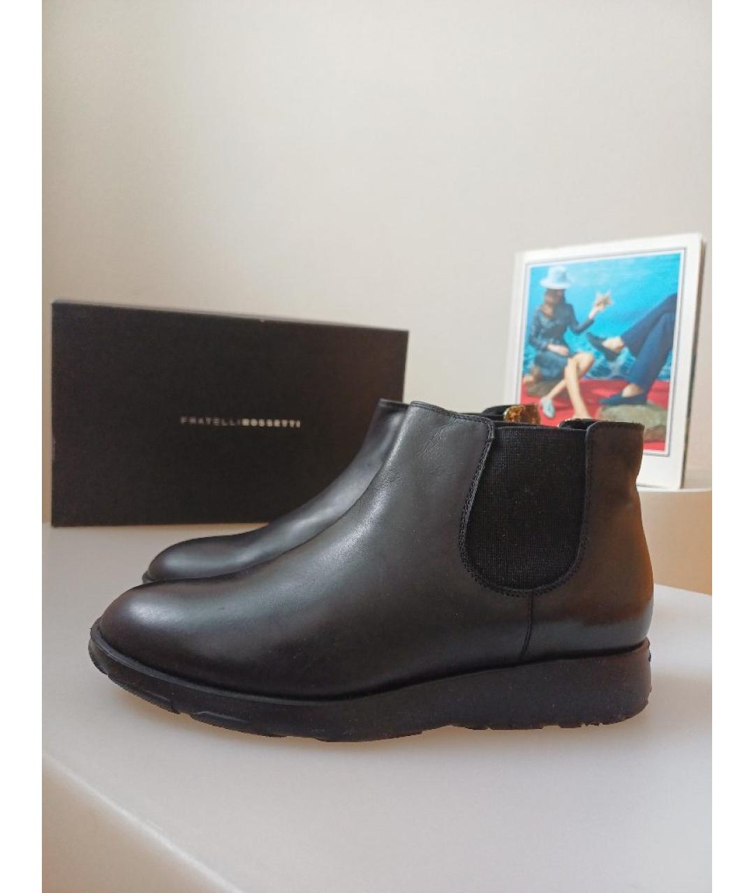 FRATELLI ROSSETTI Черные кожаные полусапоги, фото 2