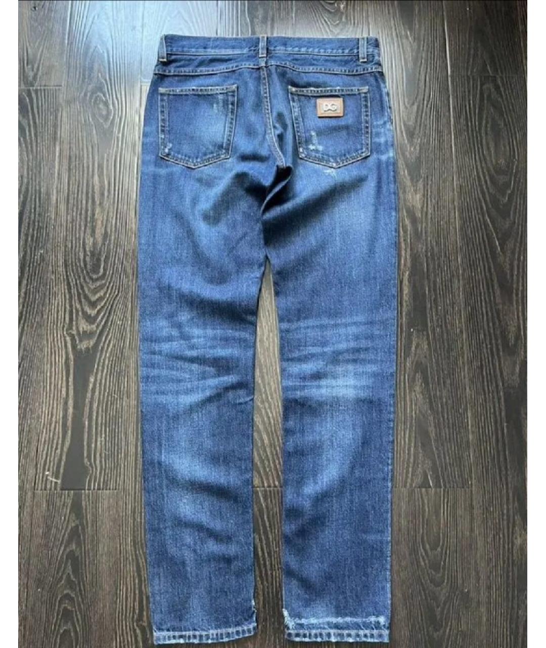 DOLCE&GABBANA Темно-синие хлопковые прямые джинсы, фото 2