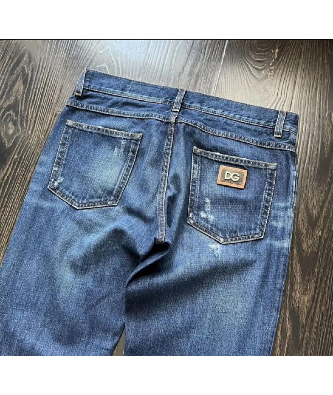 DOLCE&GABBANA Темно-синие хлопковые прямые джинсы, фото 3