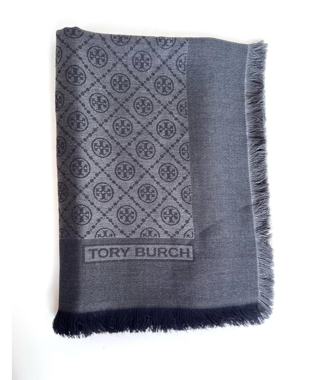 TORY BURCH Черный шерстяной платок, фото 4