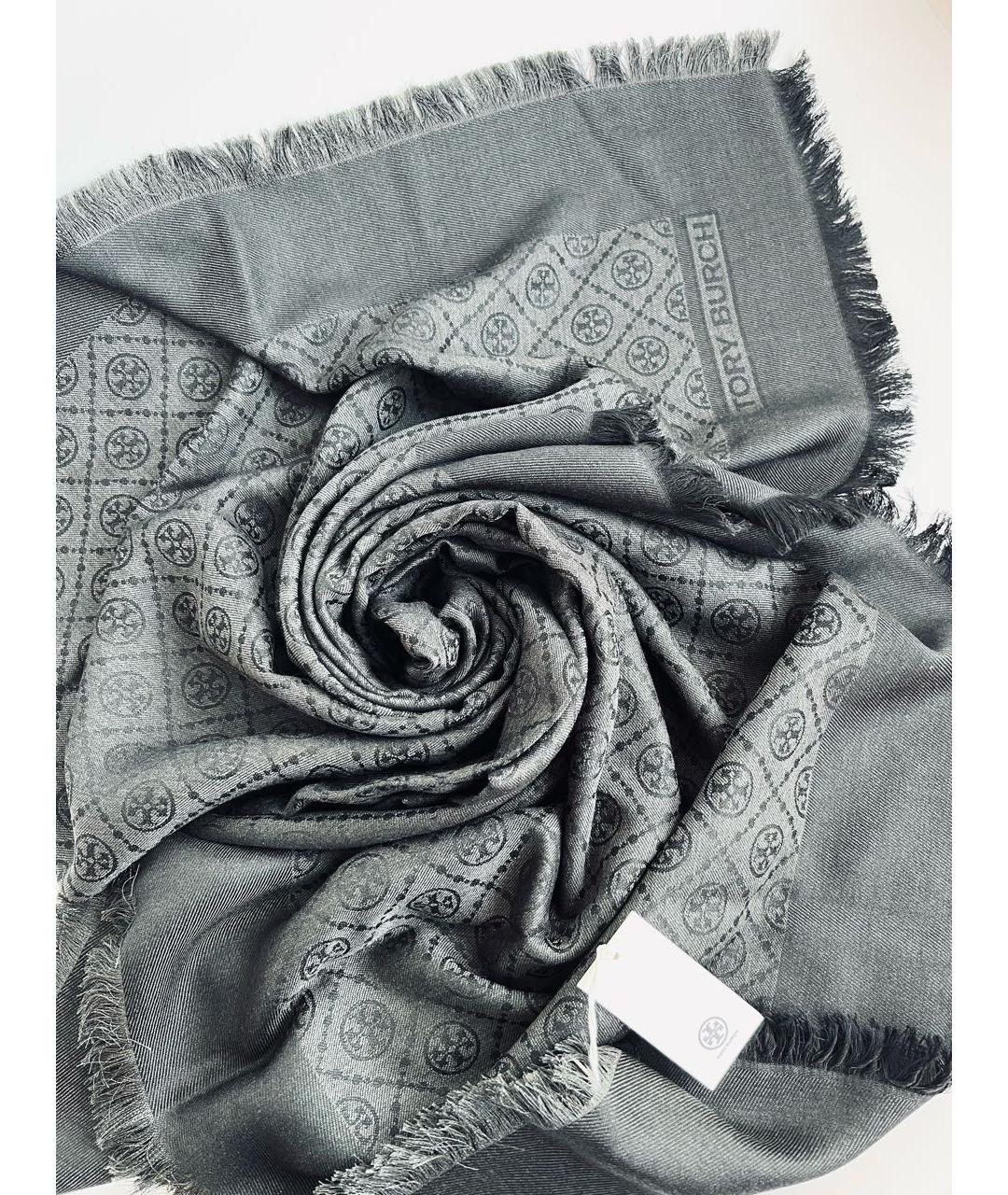 TORY BURCH Черный шерстяной платок, фото 6